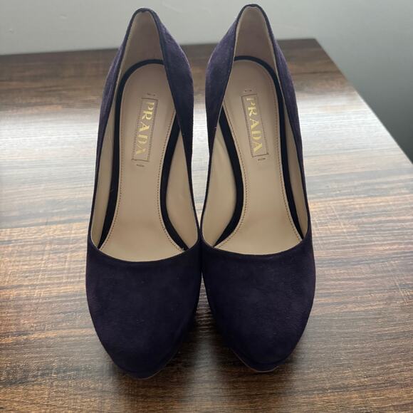 EUC Prada Milano Suede Platform Pumps in Violet Purple - Picture 3 of 14